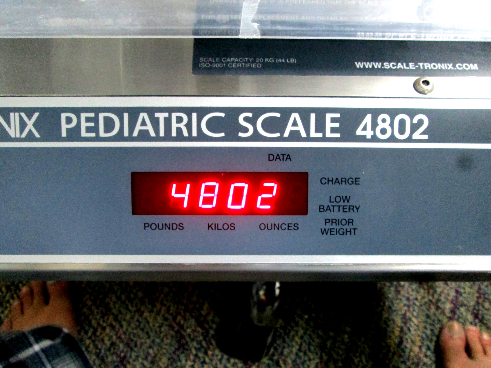 SCALE-TRONIX 4802 PEDIATRIC SCALE WITH TRAY – NO CART