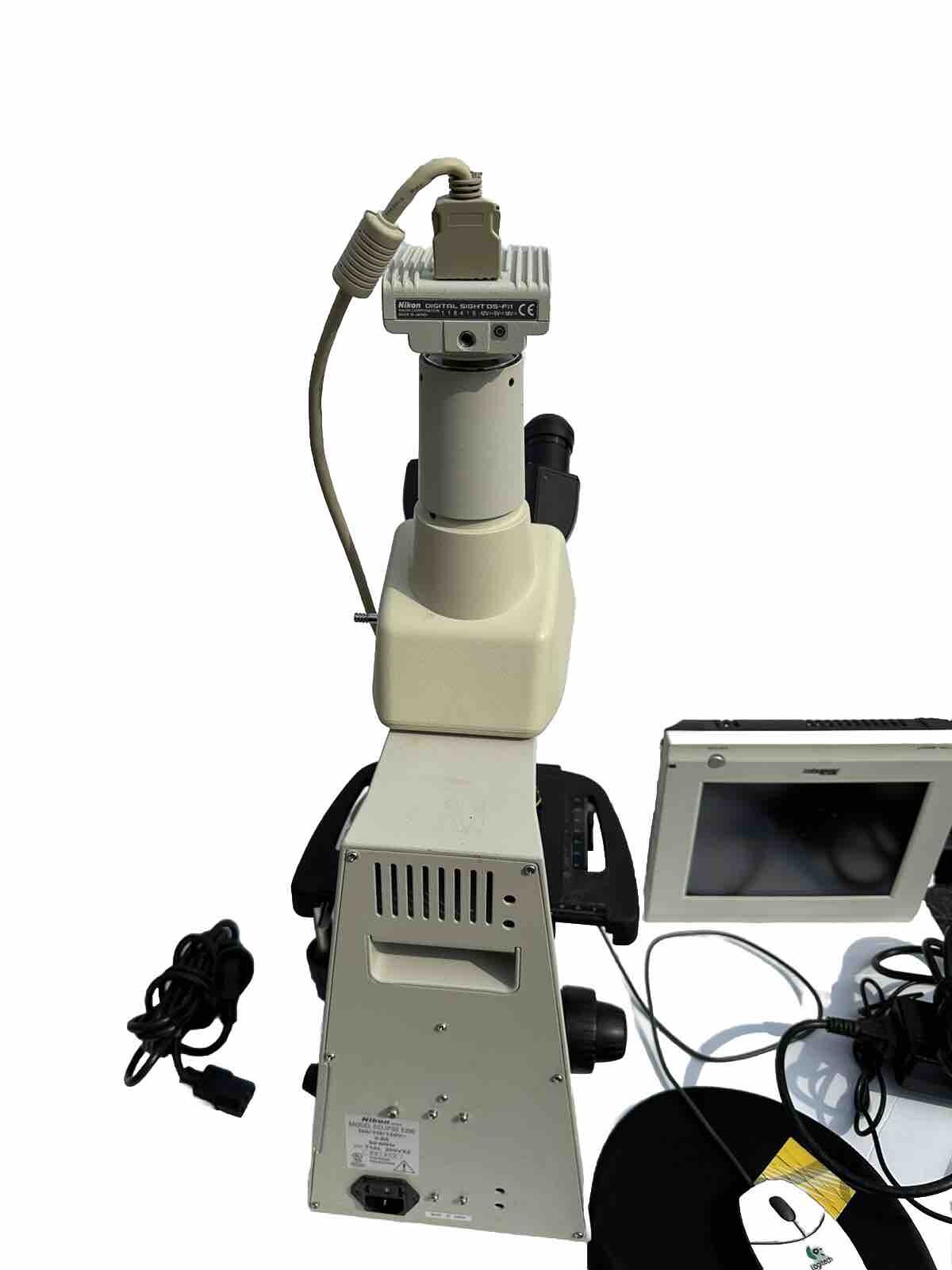 Nikon Eclipse E200 Trinocular Microscope With Camera And Monitor 4X 10X/40X/100X