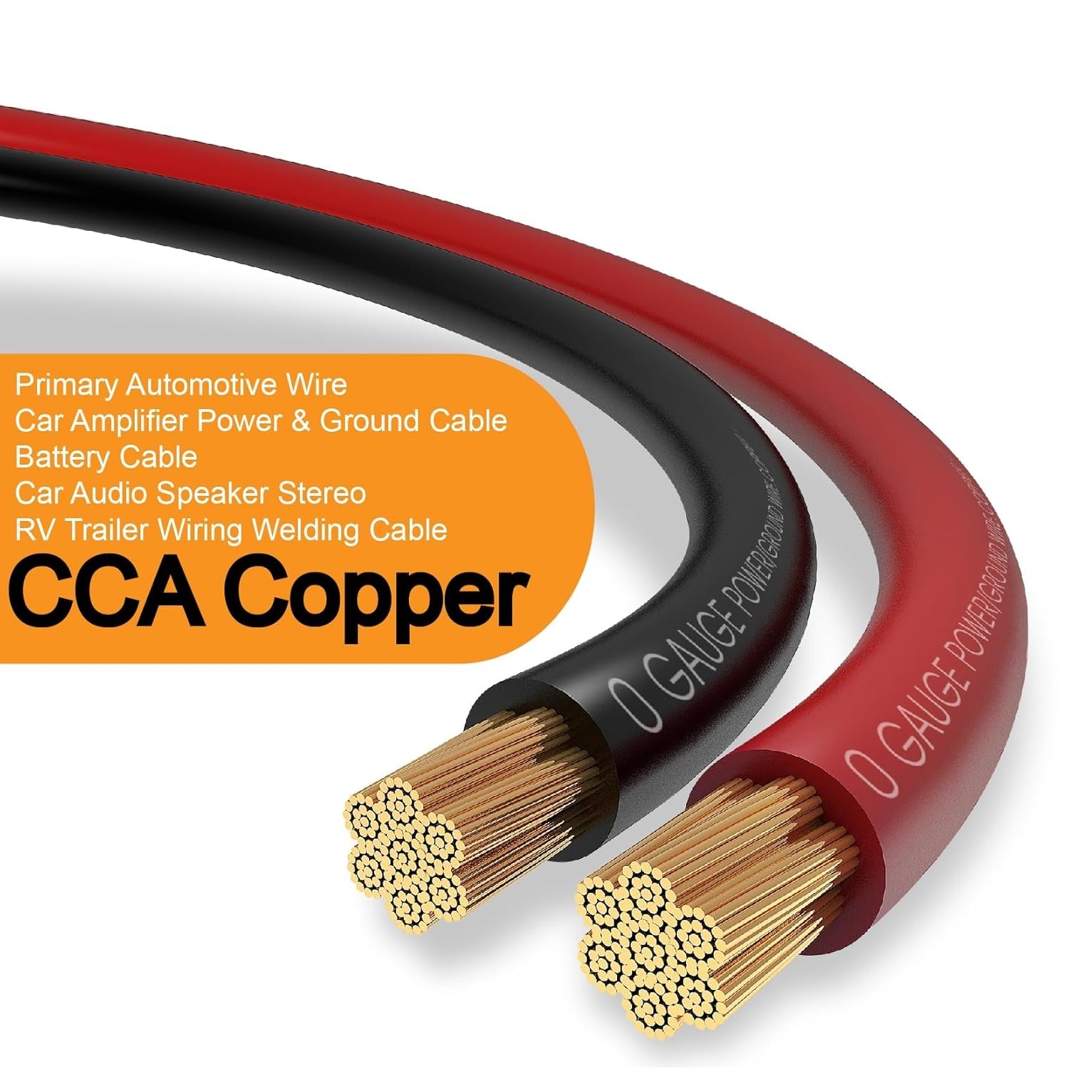High Performance 40FT 0 GA Battery Cable with Terminal Connectors for Automotive