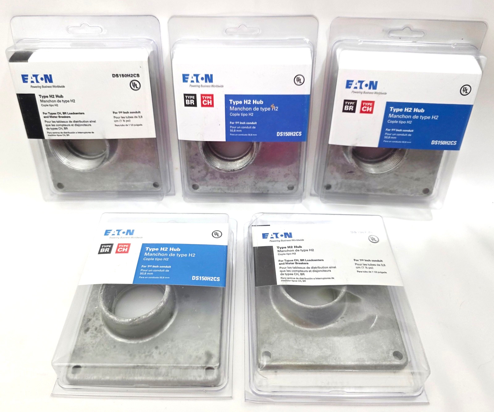 Lot of 5 Eaton DS150H2CS Hubs For 1-1/2″ Conduit For Type CH & BR Load Centers