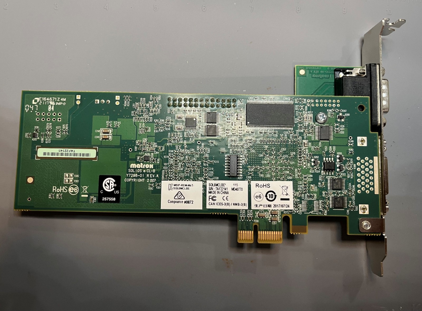 MATROX SOL6MCLBE SOLIOS ECL-B Y7298-01 Camera Link Capture card