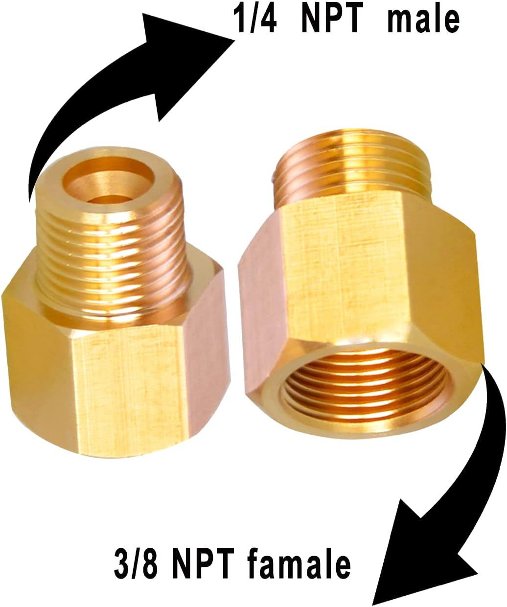 AOPANDA 1/4 NPT Male to 3/8 NPT Female Reducer Adapter, NPT Brass Pipe Fittings