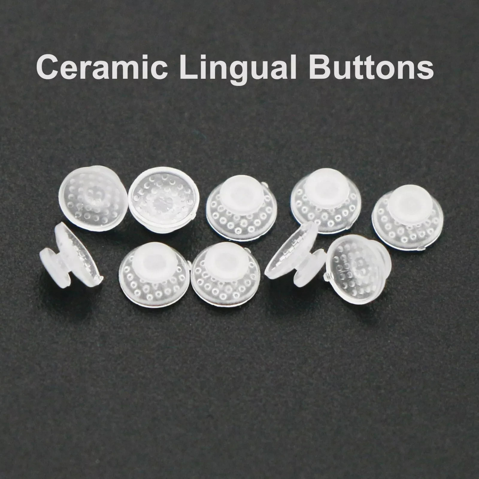 Dental Orthodontic Ceramic Lingual Buttons Round Rectangular/Round with hook