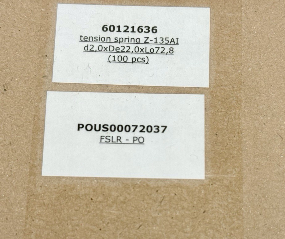 BOX OF 100, Z-135AI TENSION SPRING, 60121636
