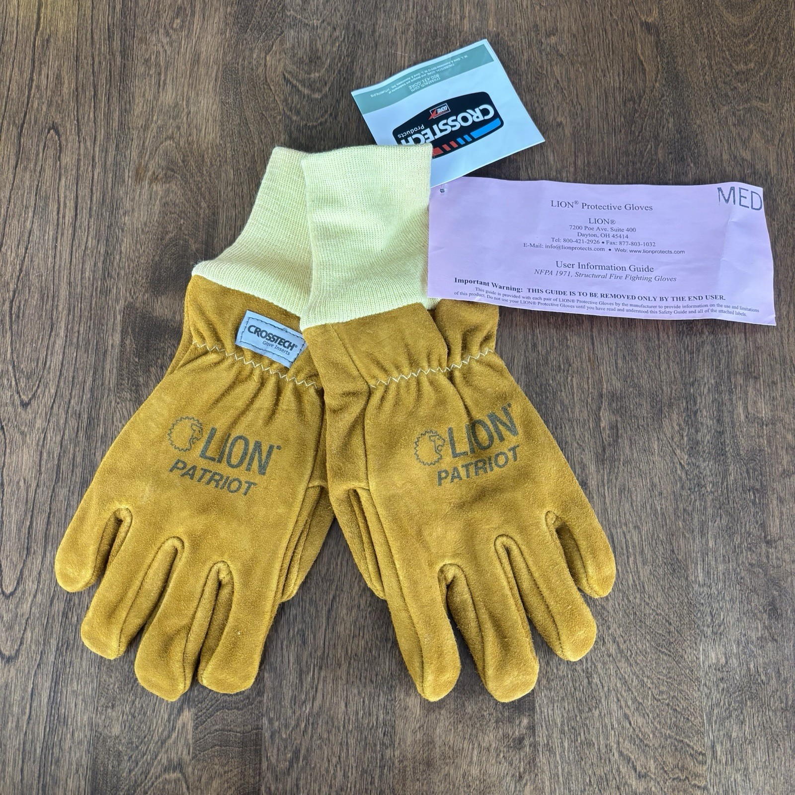 LION Apparel Patriot Firefighting Gloves Medium 80026G Crosstech NFPA 1971 NEW