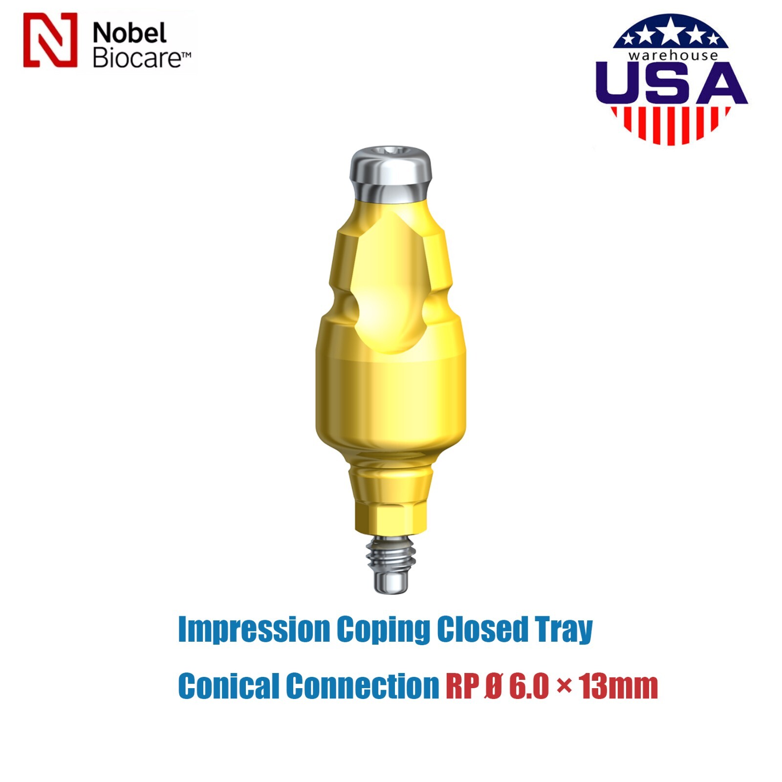Nobel Biocare Titanium Impression Coping Close Tray NP/RP Ø3.6/5.0/6.0mm H9/13mm
