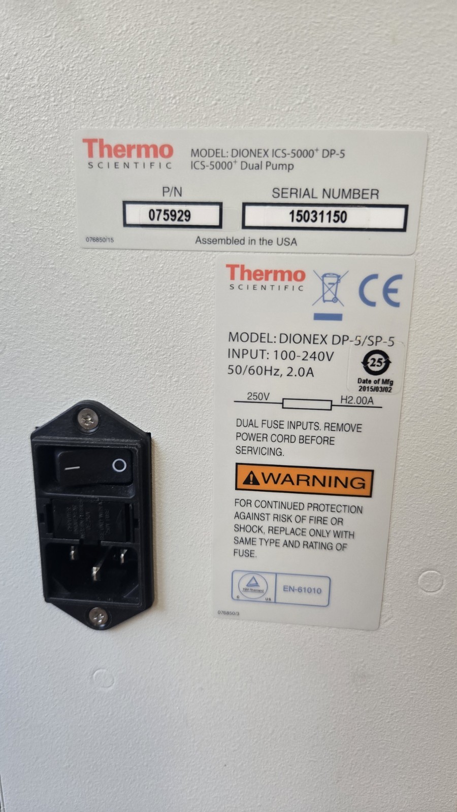Thermo Scientific Dionex ICS 5000+ DP Dual Pump ION Chromatography DP-5/SP-5