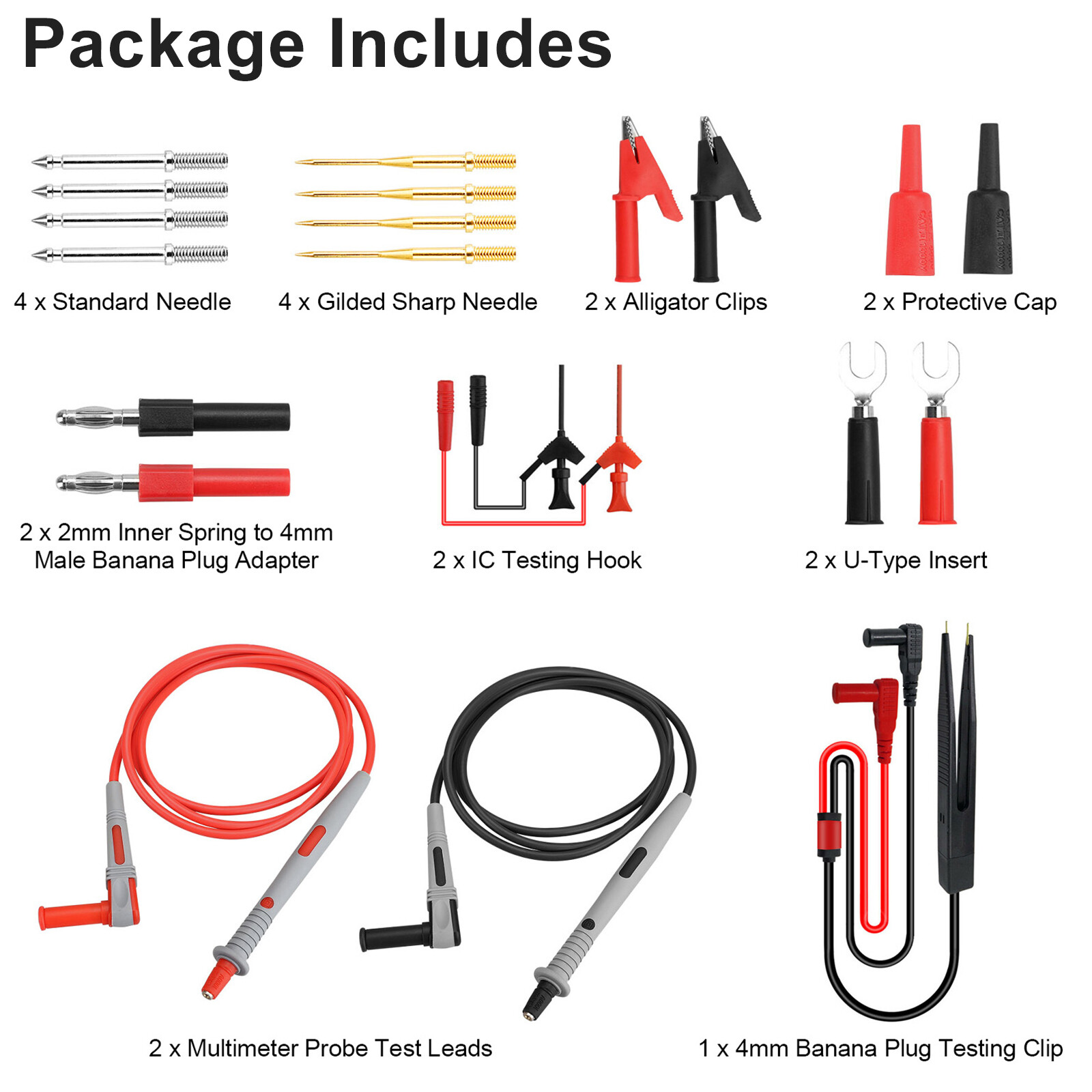 21pcs Multimeter Test Lead Kit Alligator Clip Back Prob Wire Tool for Automotive