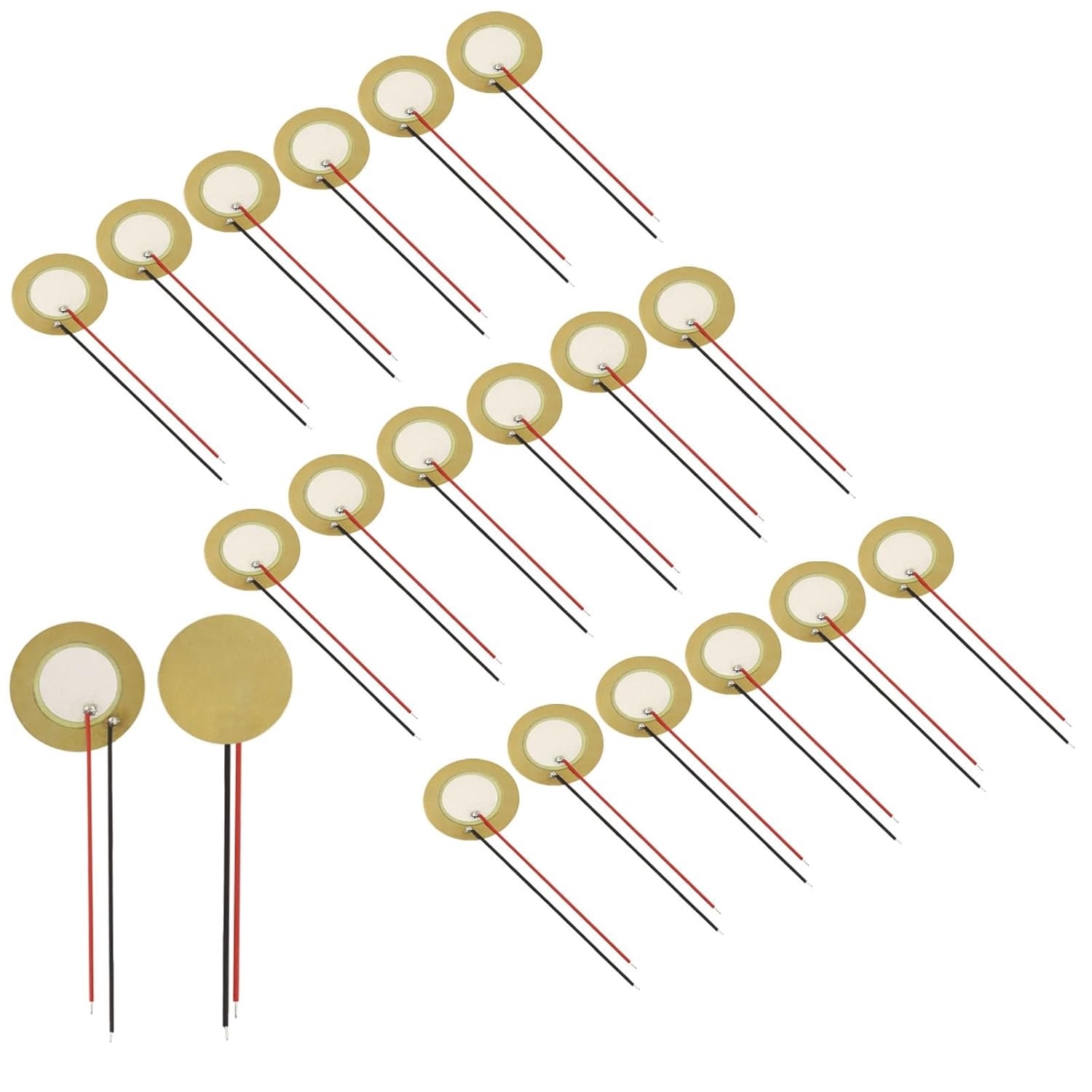 Piutouyar 20 Pack 27mm Piezo Discs with Leads, Acoustic Transducer Microphone Pi