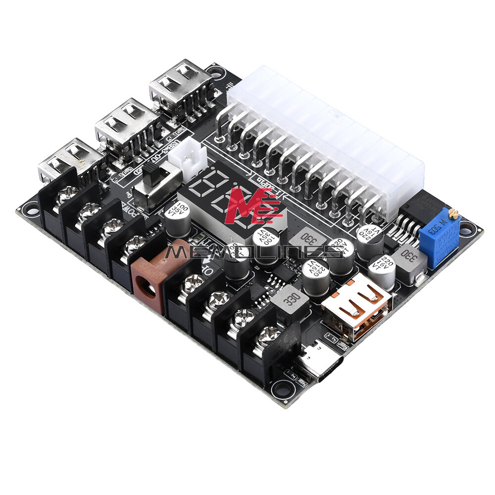 20/24Pin ATX Power Supply Breakout Board Adjustable Voltage Module + Case USA