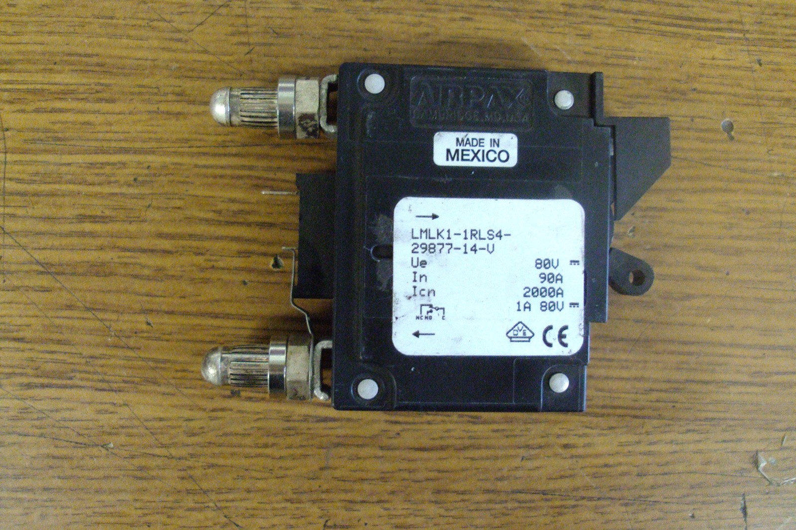 New Airpax LMLK1-1RLS4-29877-14-V 90A 80V Bullet Circuit Breaker B46