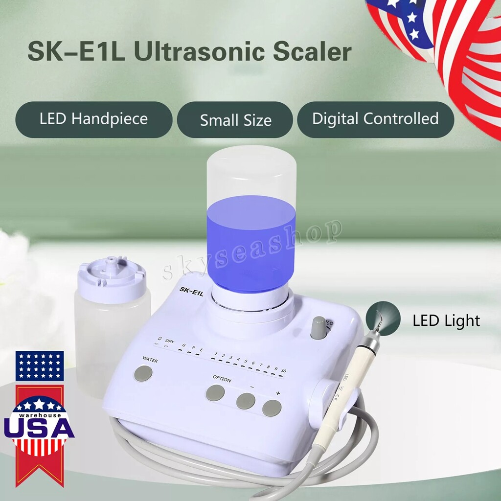 For Cavitron Dental Ultrasonic Scaler fit EMS + LED Handpiece+5 Tips+2 Bottles