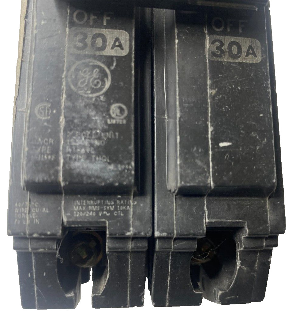 30A GE THQL2130 Circuit Breaker 30 Amp 2 Pole 10kA@120/240V Internal Common Trip