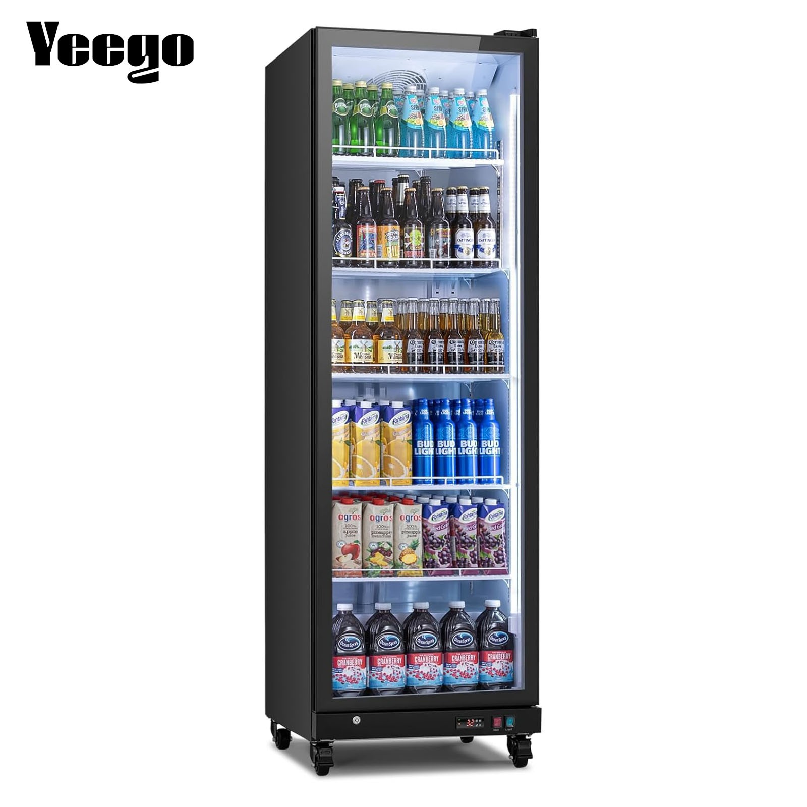 Yeego Commercial Refrigerator Single Glass Door Beverage Merchandiser 17.48Cu.ft