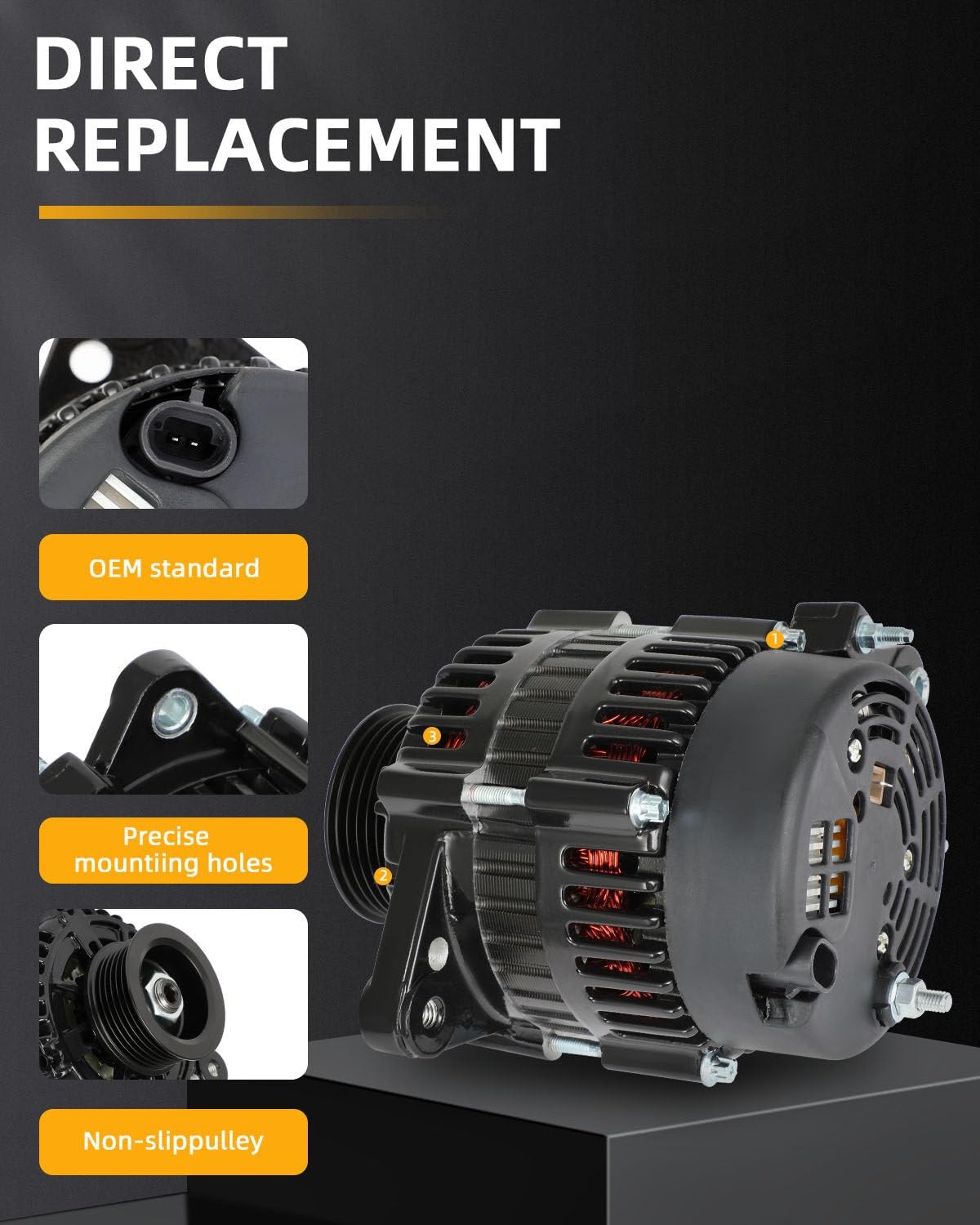 High Output Alternator Replacement for 6.2L 8.2L MPI Marine