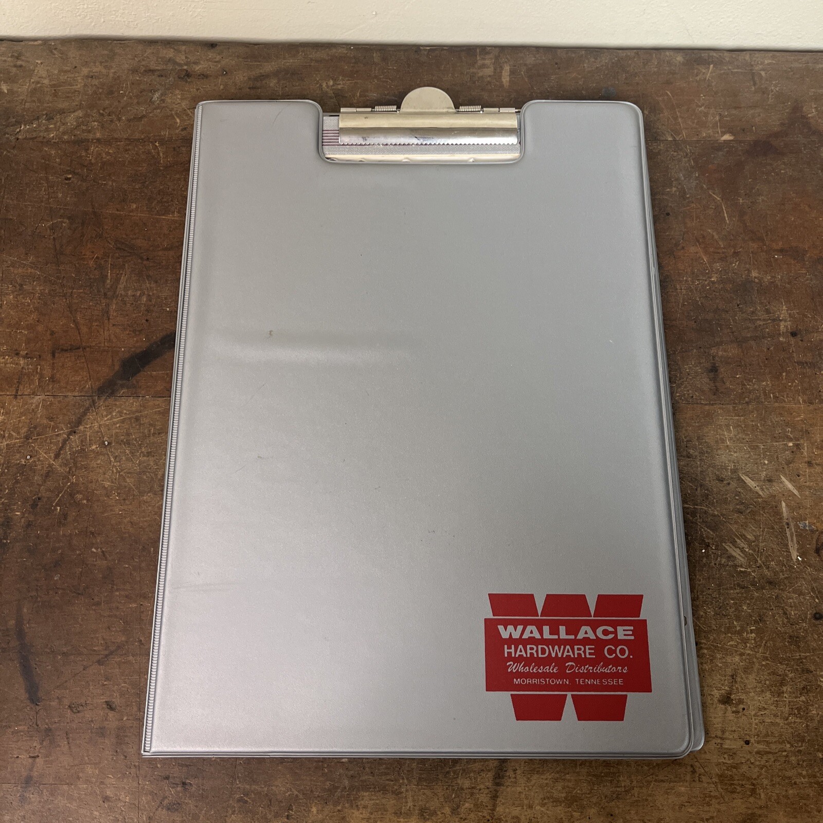 Wallace Hardware Co. Folder Clipboard Portfolio Gray Vintage Morristown, TN
