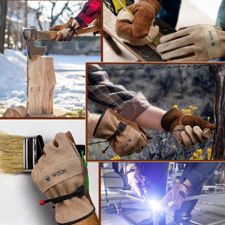Leather Work Gloves XL Cowhide Gardening Welding Construction Farm Heavy Duty