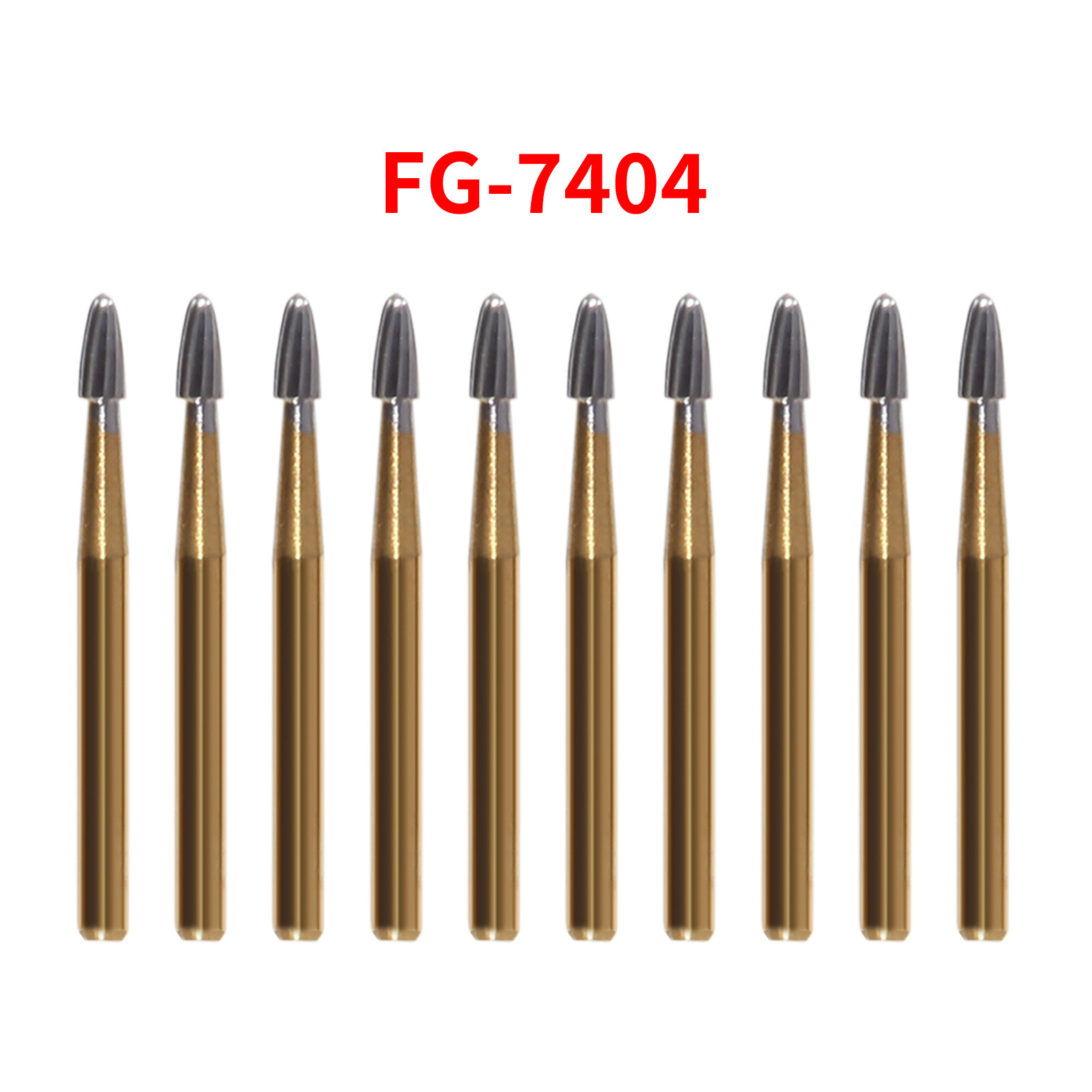 10Pcs Dental Tungsten Carbide Burs Trimming & Finishing Egg Football FG 7404 ns