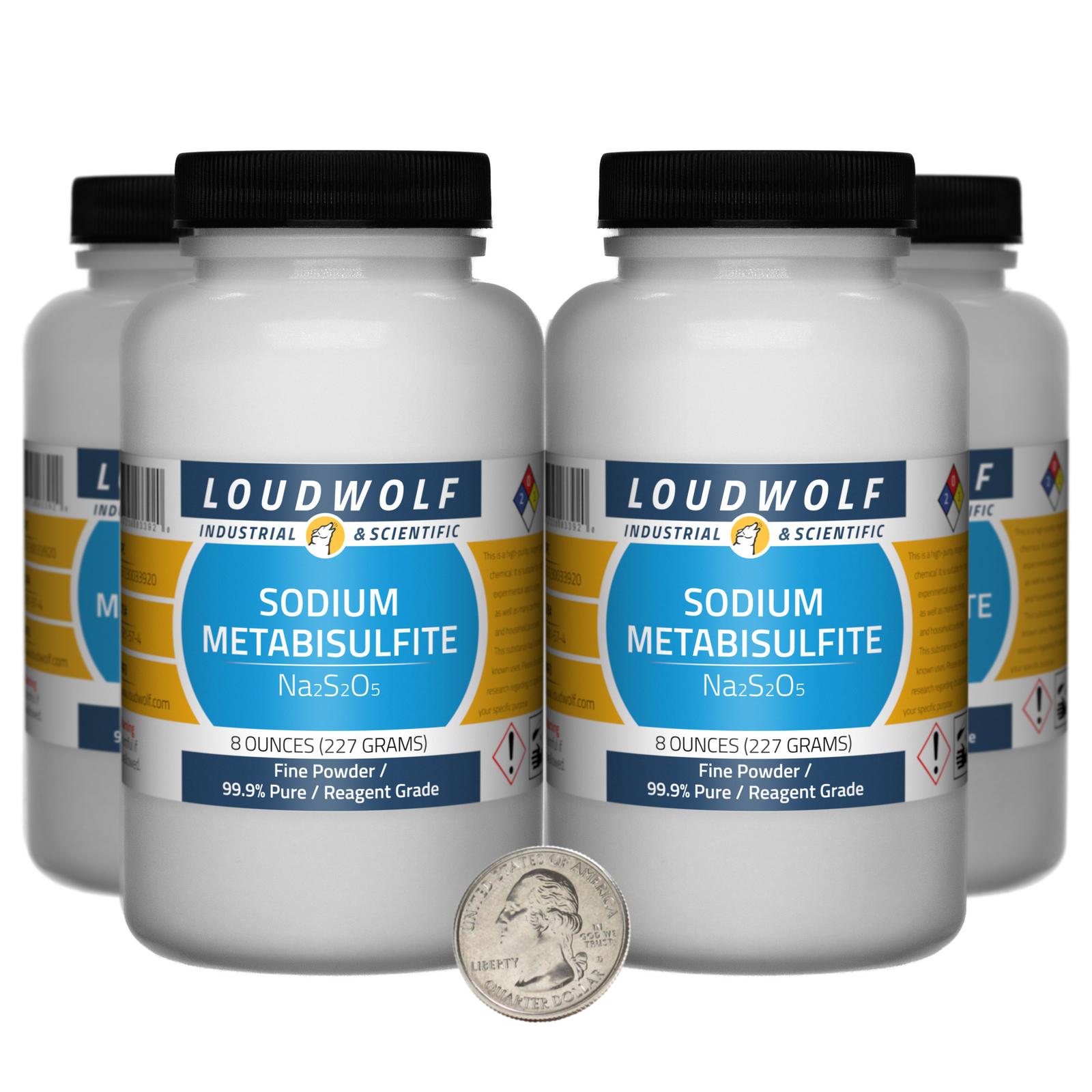 Sodium Metabisulfite / 2 Lbs / 4 Bottles / 99.9% Reagent Grade / Fine Powder