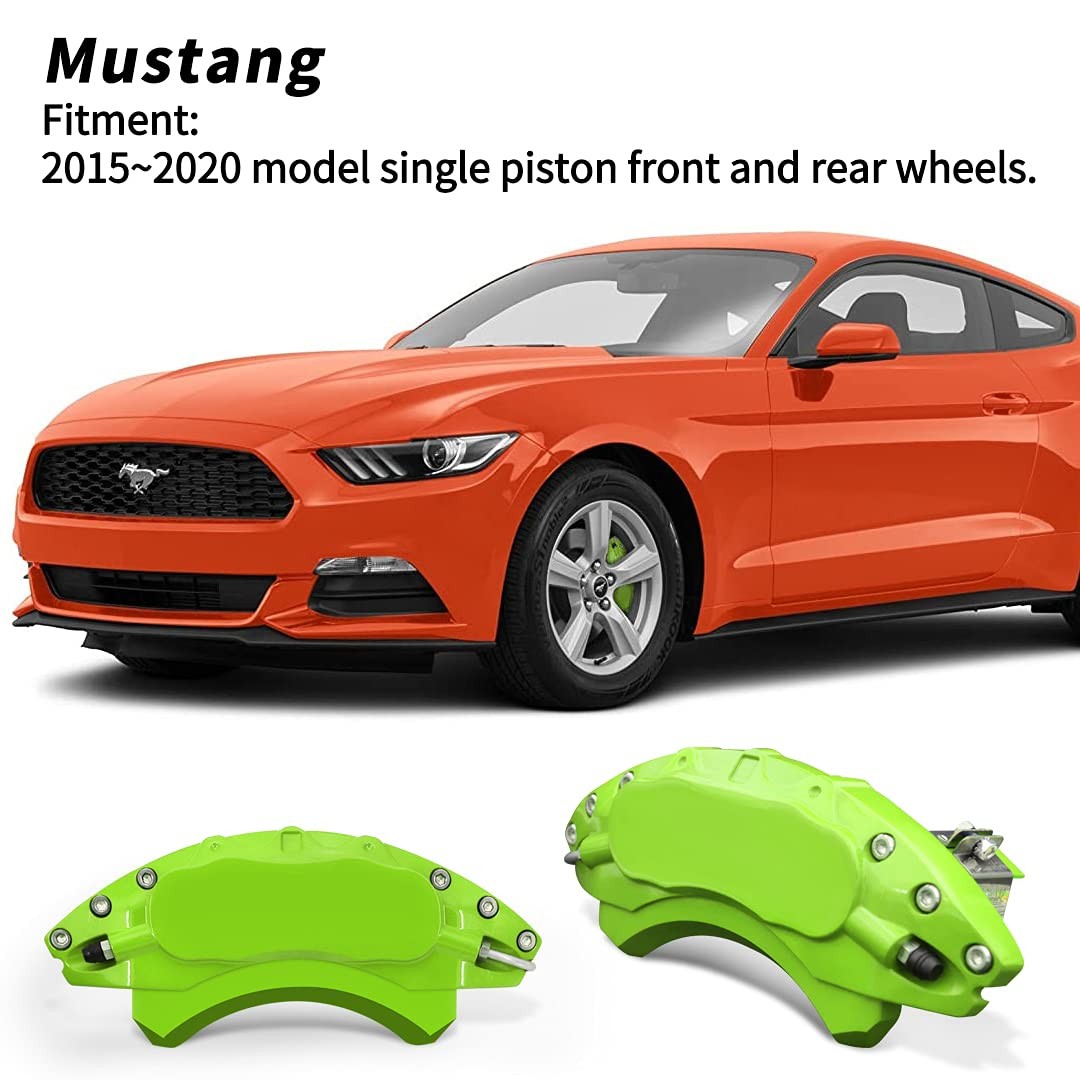 Green Powder Coated Aluminum Brake Caliper Covers 2015-2023 Mustang EcoBoost 4pc