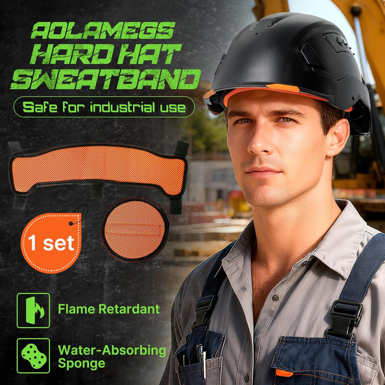 Hard Hat Sweatband and Top Pad – 1 Set Washable Hard Hat Sweat Bands with Helmet