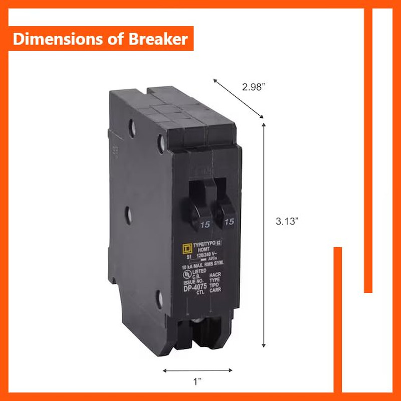 Square D HOMT1515 Tandem Circuit Breaker Kit, 15A, 120V, UL Listed