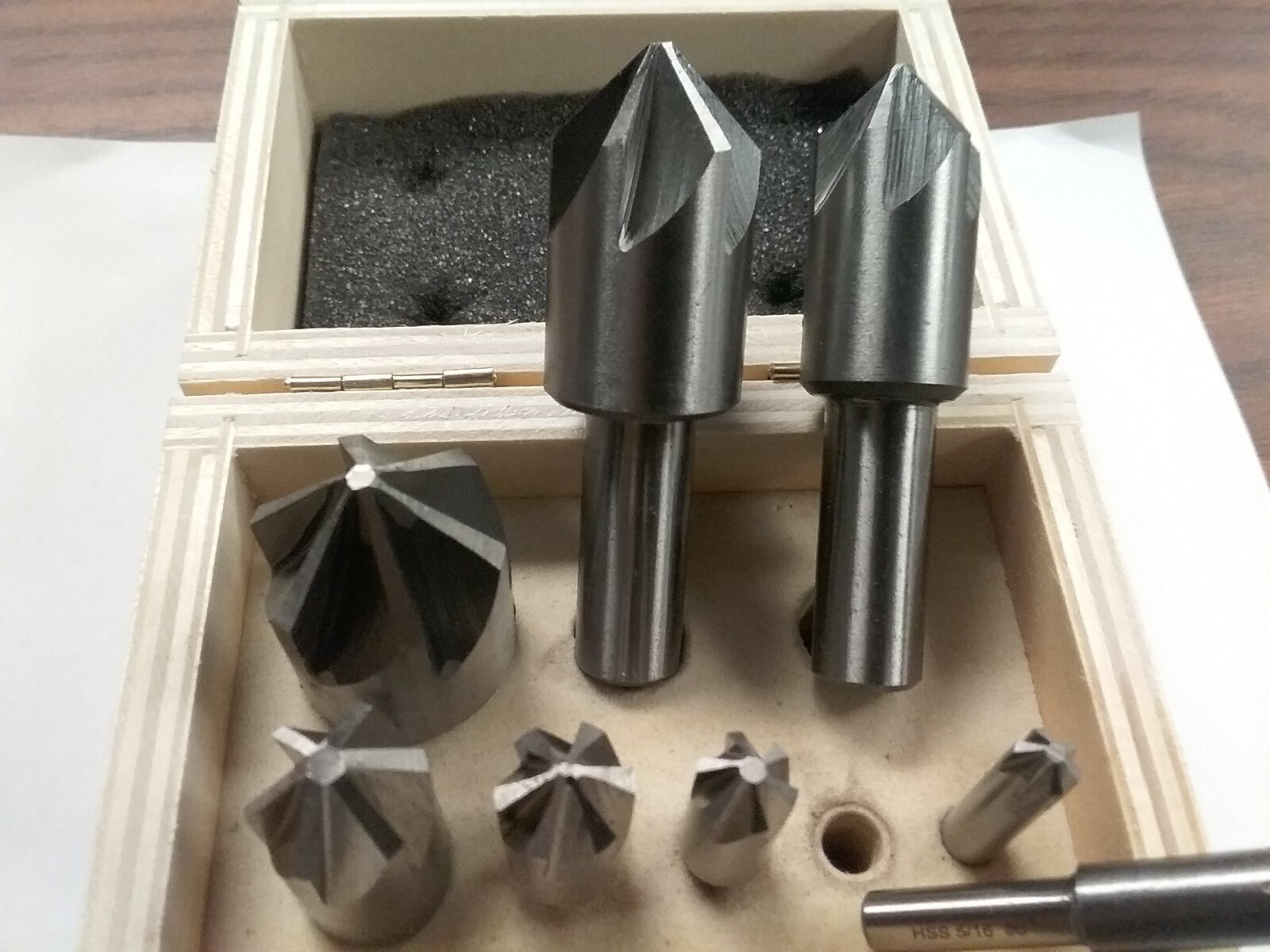 8pcs/set 6 Flute Counter Sinks, 90 degree, 1/4″ to 1″ # 540C-600—new