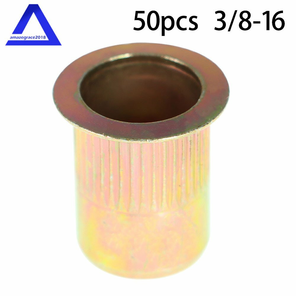 50Pcs 3/8-16 Rivet Nut Rivnut Insert Nutsert Carbon Steel Zinc Plated