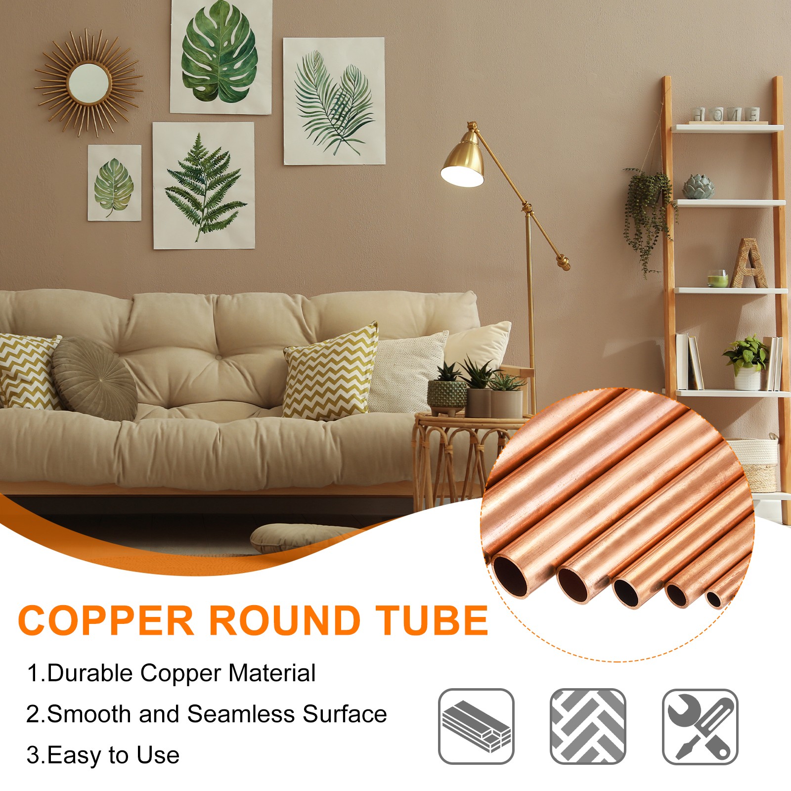 12mm OD x 1mm Wall Thickness x 300mm(11.8″) Length Copper Round Tube
