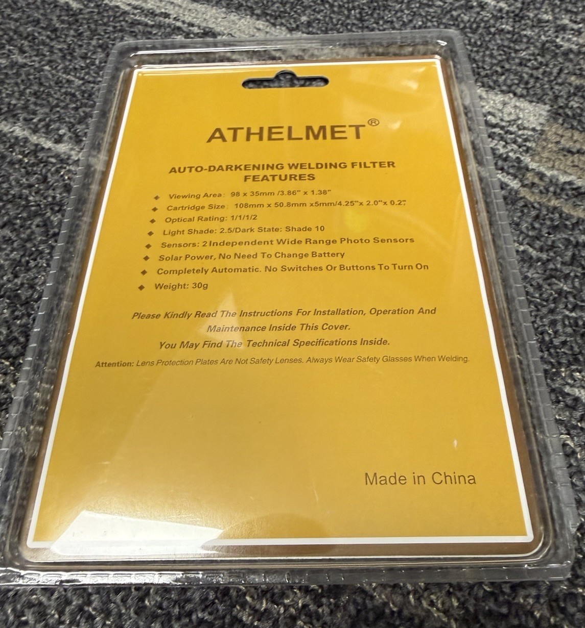 ATHELMET Auto-Darkening Filter Lens – 2.5 Clear Slate – Shade 10 – NEW