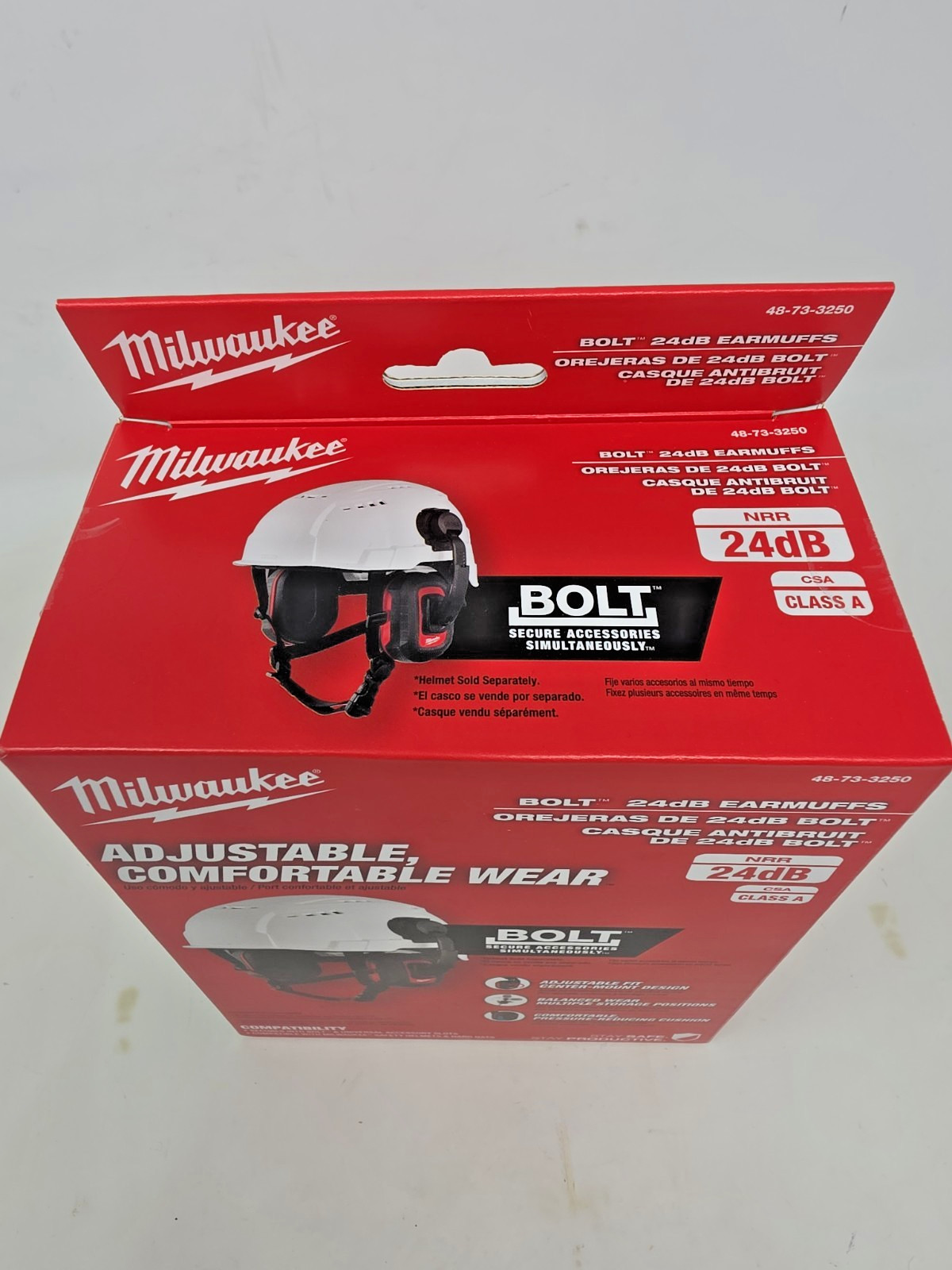 Milwaukee 48-73-3250 BOLT 24dB Earmuffs, Use with Safety Helmets and Hard Hats.