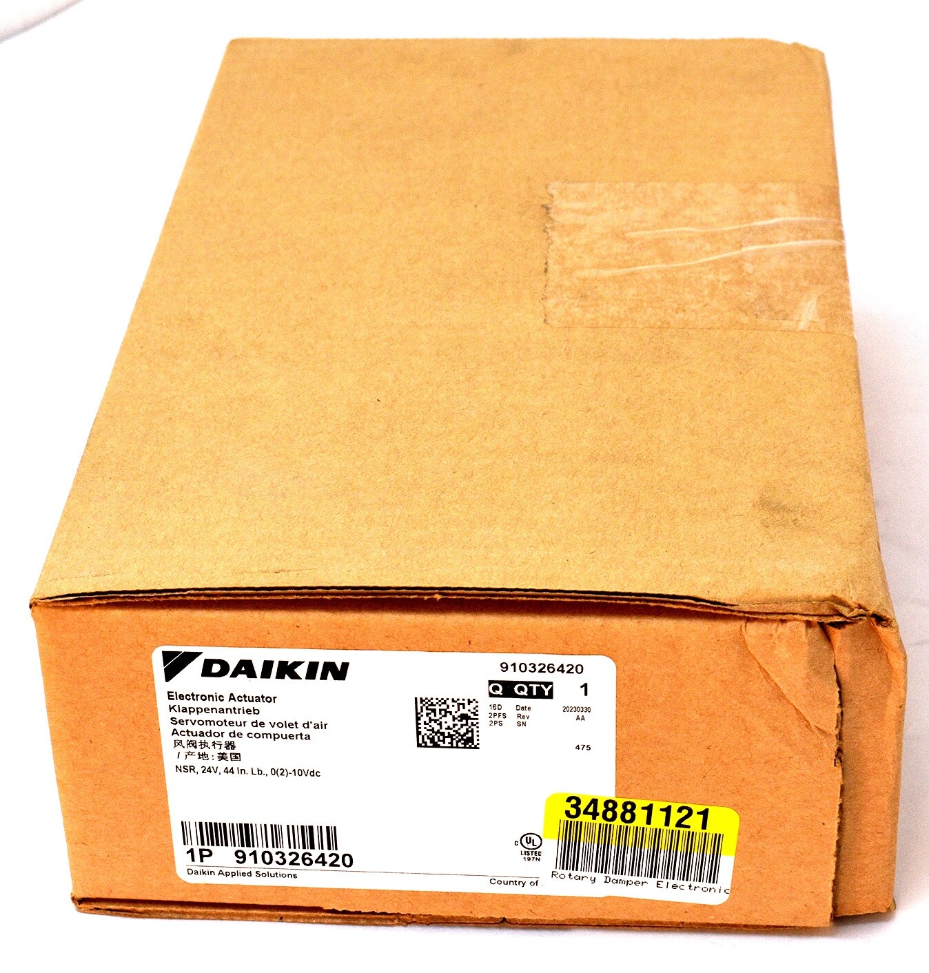 Daikin 910326420 Rotary Damper Electronic Actuator, 24V, NSR, 44 in lbs New