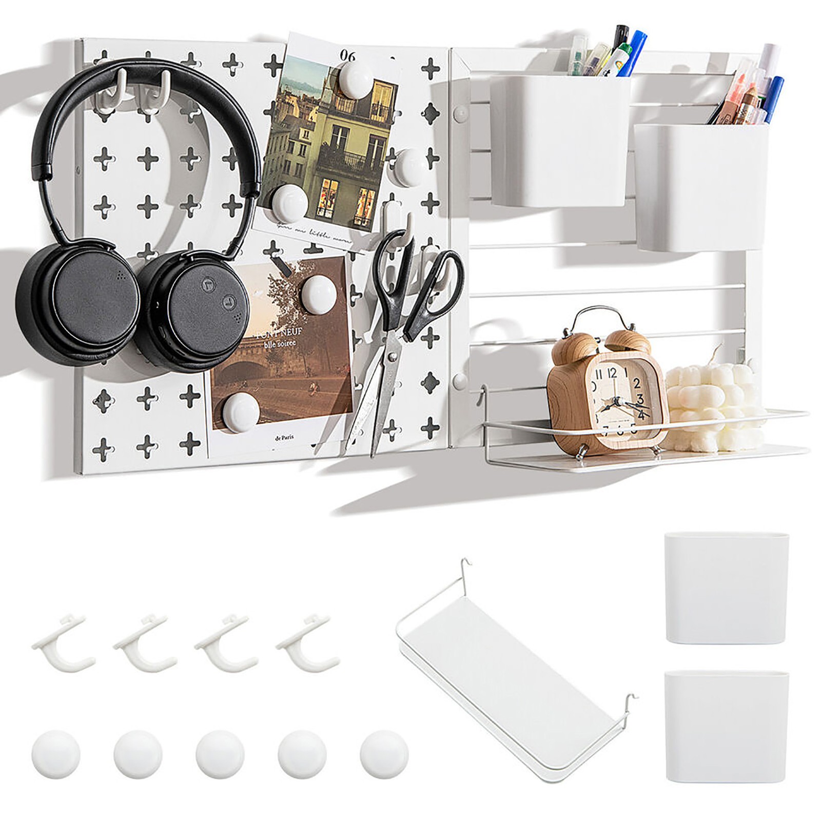 Pegboard Combination Kit Wall Organizer Kit w/ 2 Pegboard Panels for Office