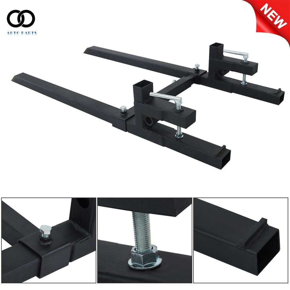 60″ Clamp On Pallet Forks 2000lbs Tractor Bucket With Adjustable Stabilizer Bar