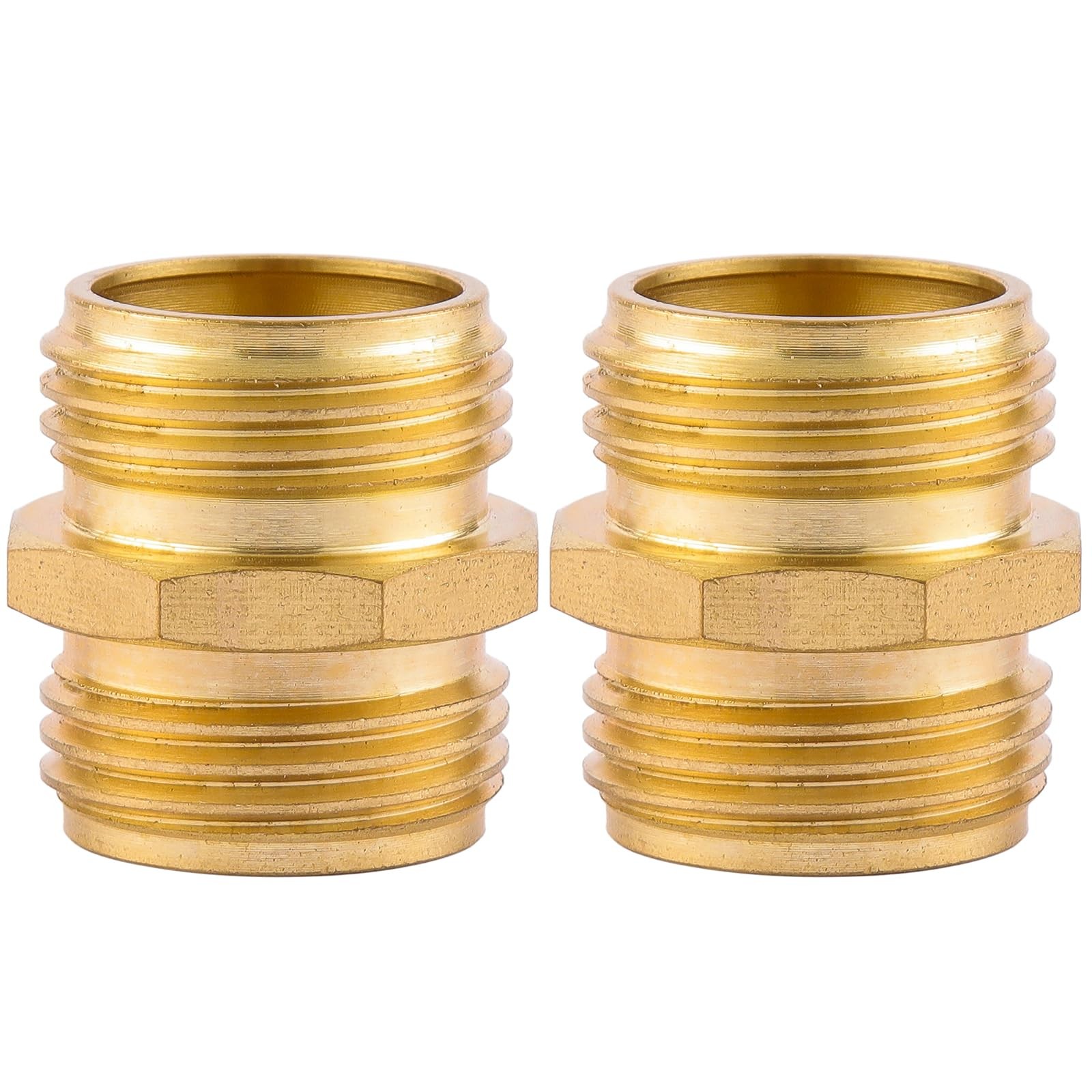 2 Pack 3/4 Inch Brass Garden Hose Adapter Male to Double Male(2 Pack),