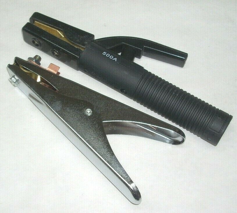 Forney 500 Amp Stick Welding Electrode Holder w 500 Amp Steel Ground Clamp