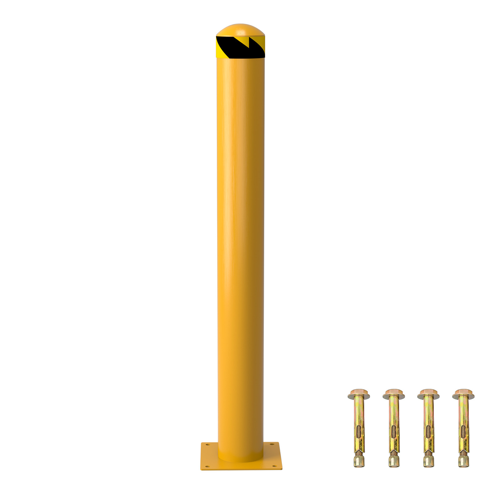 2PCS Outdoor Safety Bollard 42 Inch Yellow Q235 Steel Post Pipe Barrier