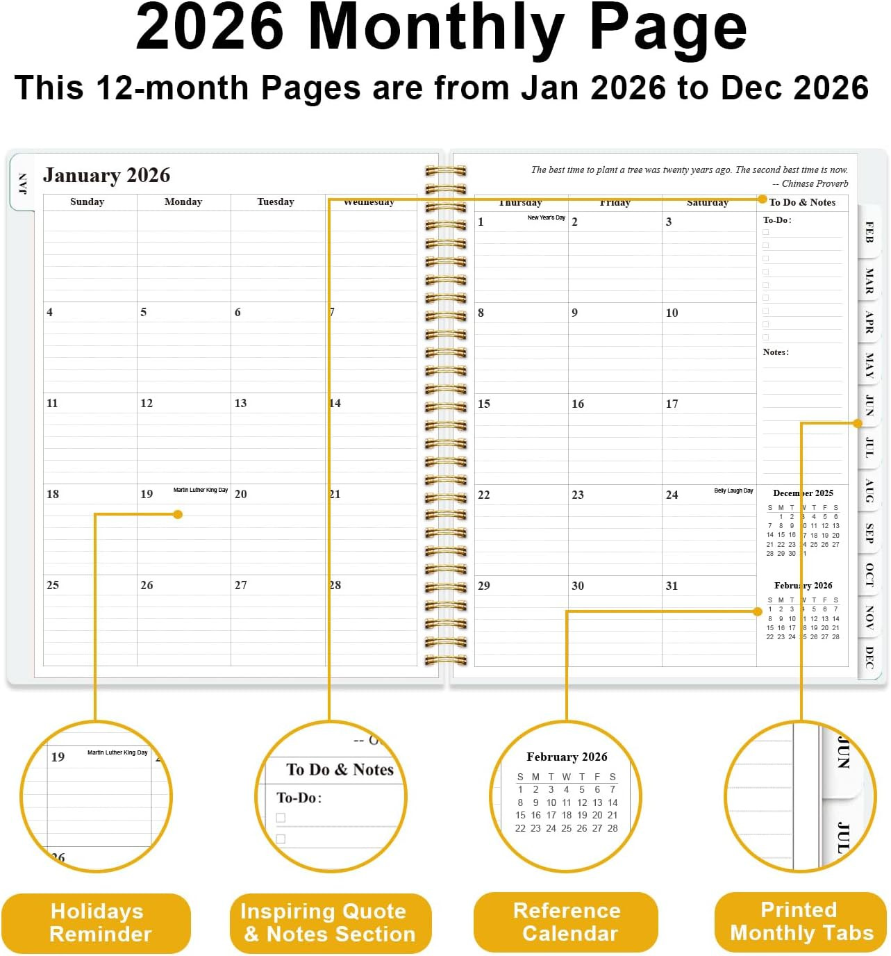 Planner 2026 – Weekly & Monthly Planner from January 2026 to December 2026, Agen