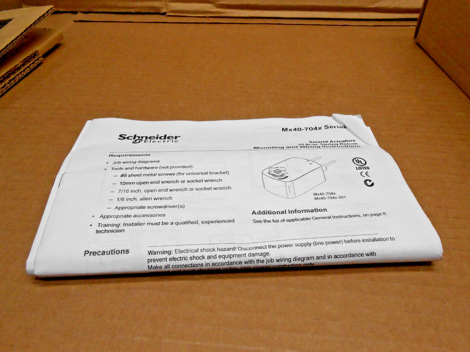 NEW SCHNEIDER MS40-7043 PROPORTIONAL ACTUATOR 4NM 35 IN-LB SPRING RETURN NEMA 2