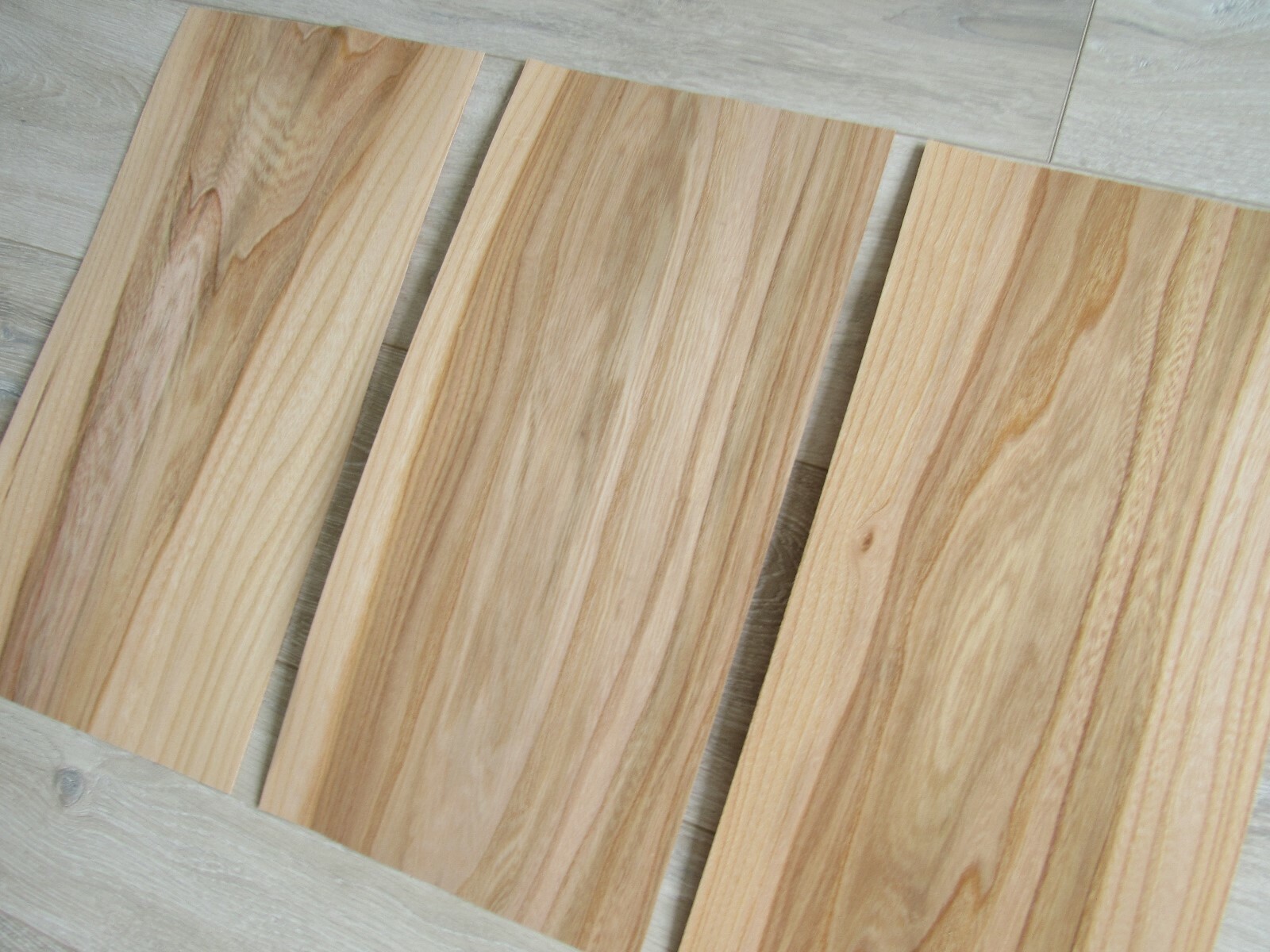 Elm wood veneer, 3 veneer sheets, ~18.1 x 8.26″ (46 x 21 cm) ~0.6 mm (~1/42″)