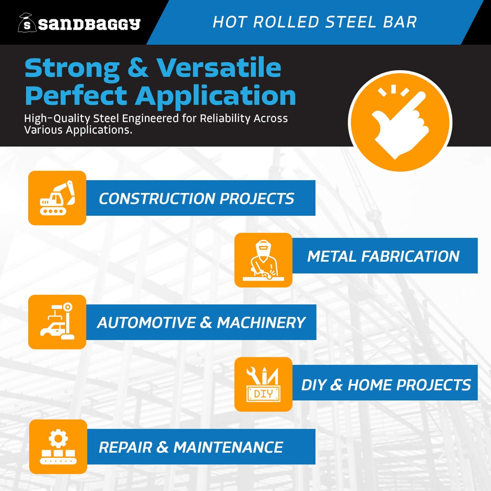 Sandbaggy 1/8″ x 1/2″ x 36″ Hot Rolled Steel Flat Bar – Plain 11 Gauge Steel