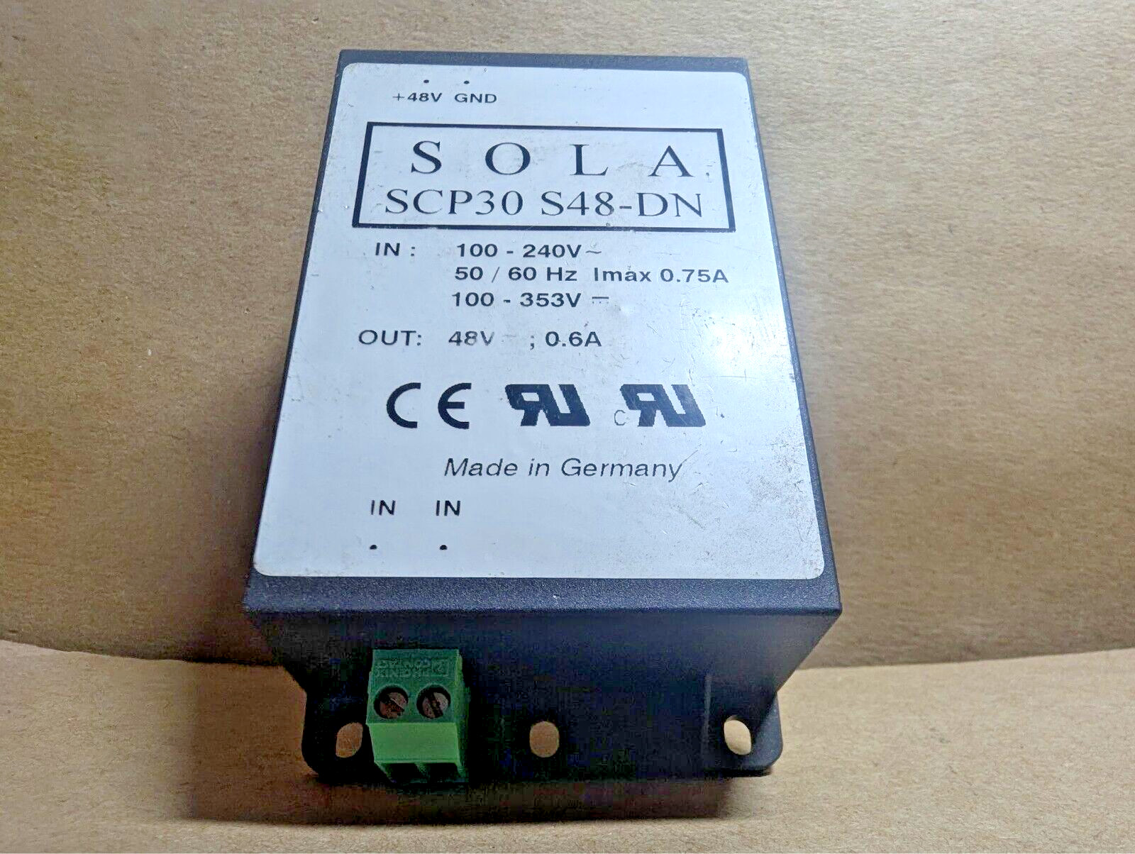 SolaHD SCP30S48-DN 48VDC Power Supply, AC-DC,0.6A, 120-240VAC/ 100-353VDC Input