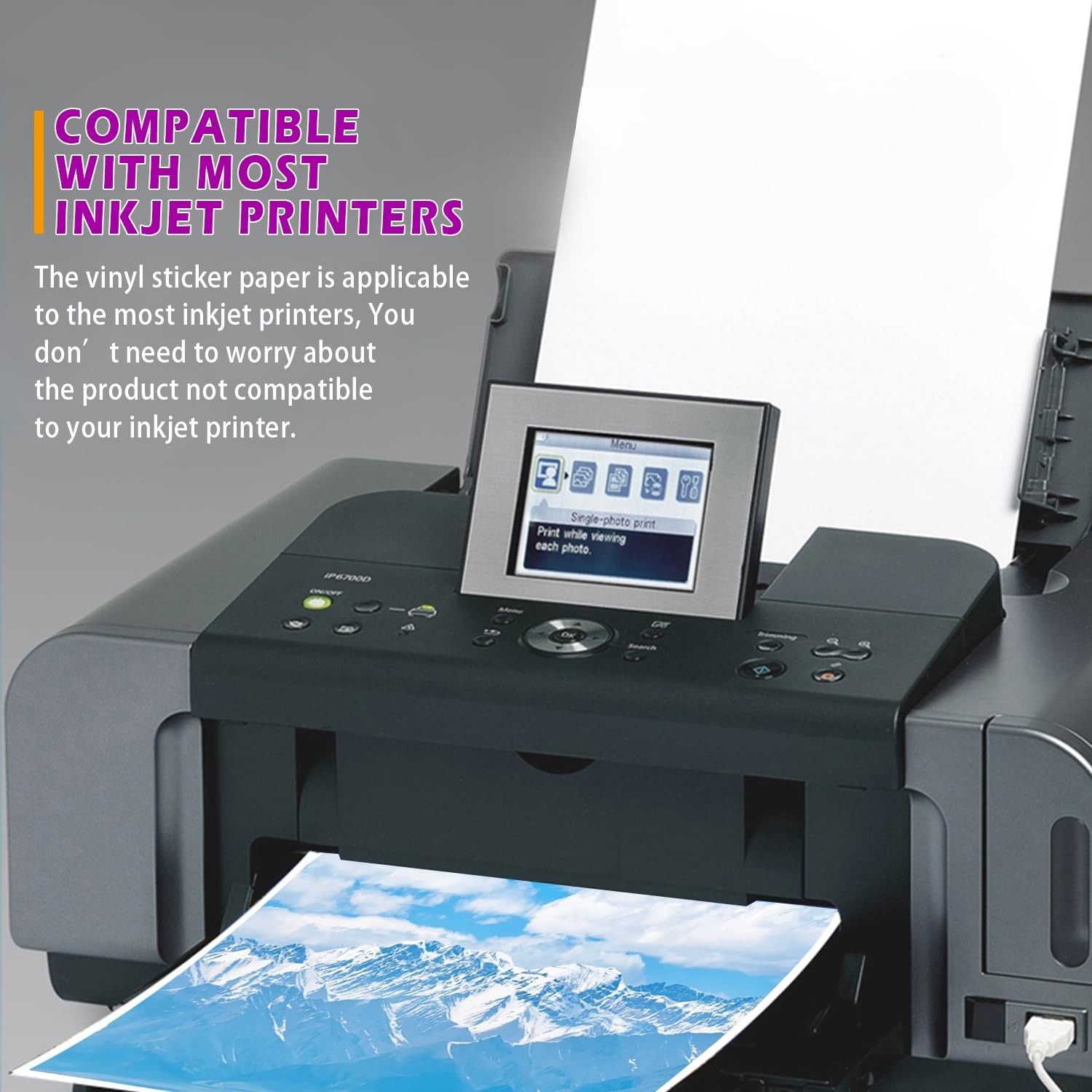 Premium Printable Vinyl Sticker Paper for Inkjet & Laser Printer, 100%Clean