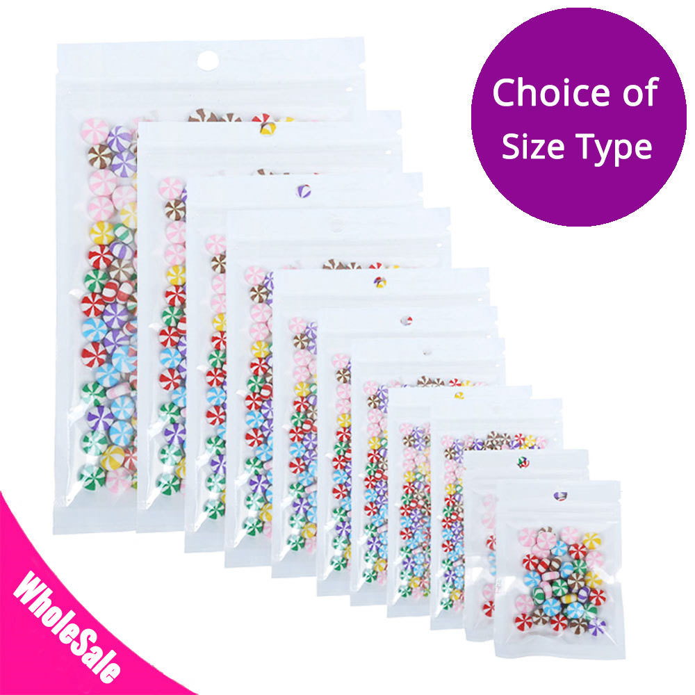 Assorted Sizes for Clear White Mylar Foil Nuts Packing Zip Lock Pouch Bag M