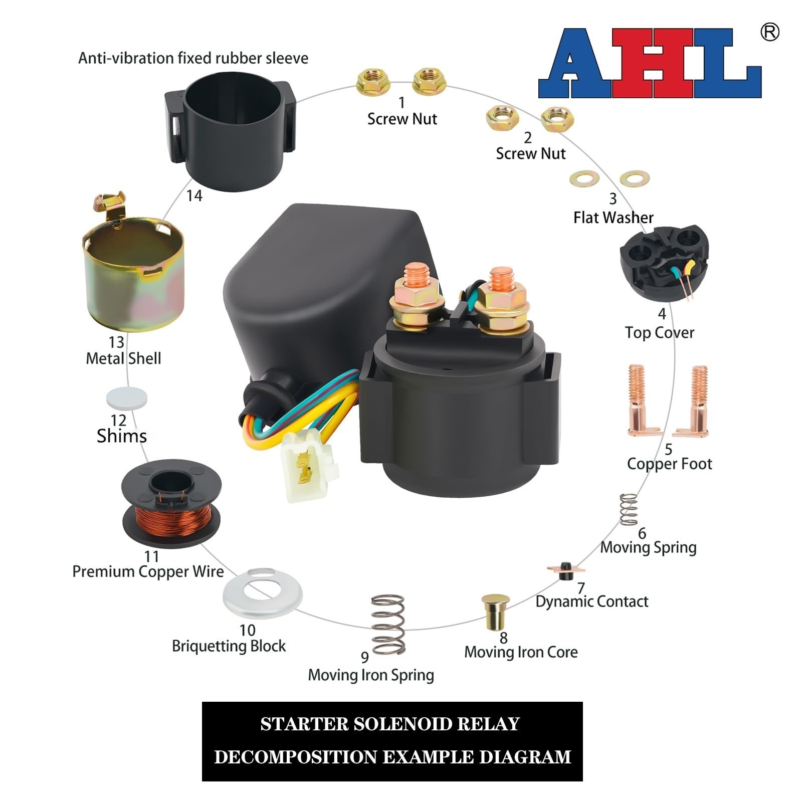 Starter Solenoid Relay for GY6 50cc 70cc 90cc 100cc 150cc ATV Scooter