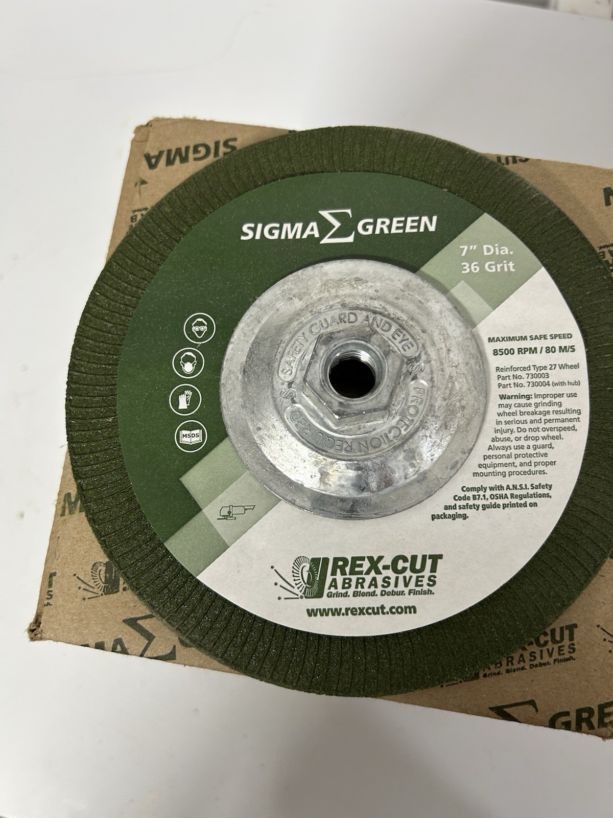 Pack of 10 Sigma Green Grinding Wheel 7” 36 Grit