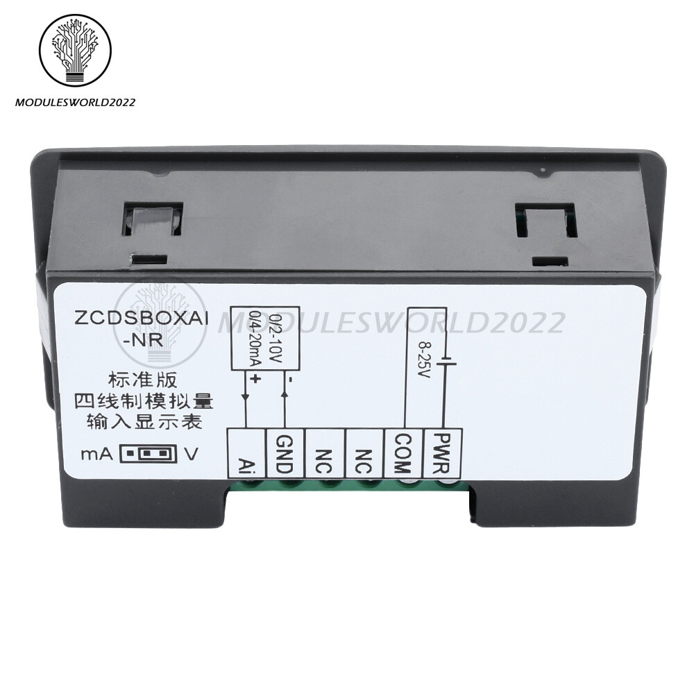 0-10V 0-20mA 2-10V 4-20mA 4-Wire Analog Input (Reception) Display Meter DC 8~25V