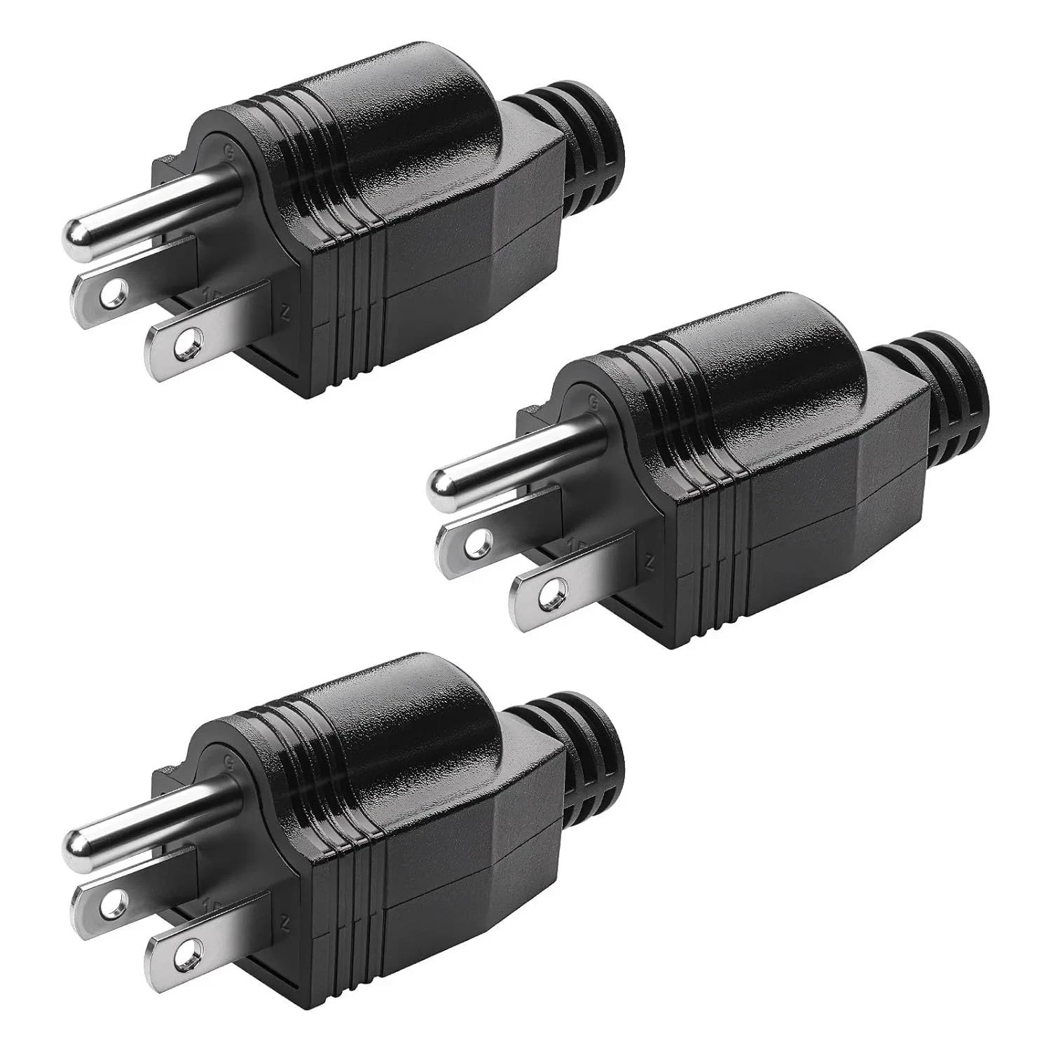 3PCS Electrical Replacement Plug 3 Prong Male Plug End Extension Cord Replacemen