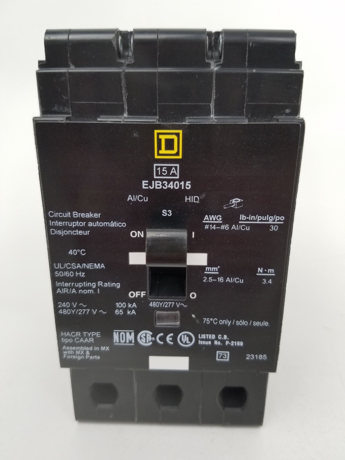 EJB34015 Square D 15 Amp Circuit Breaker 480V *NEXT DAY OPTION* NEW TAKEOUT