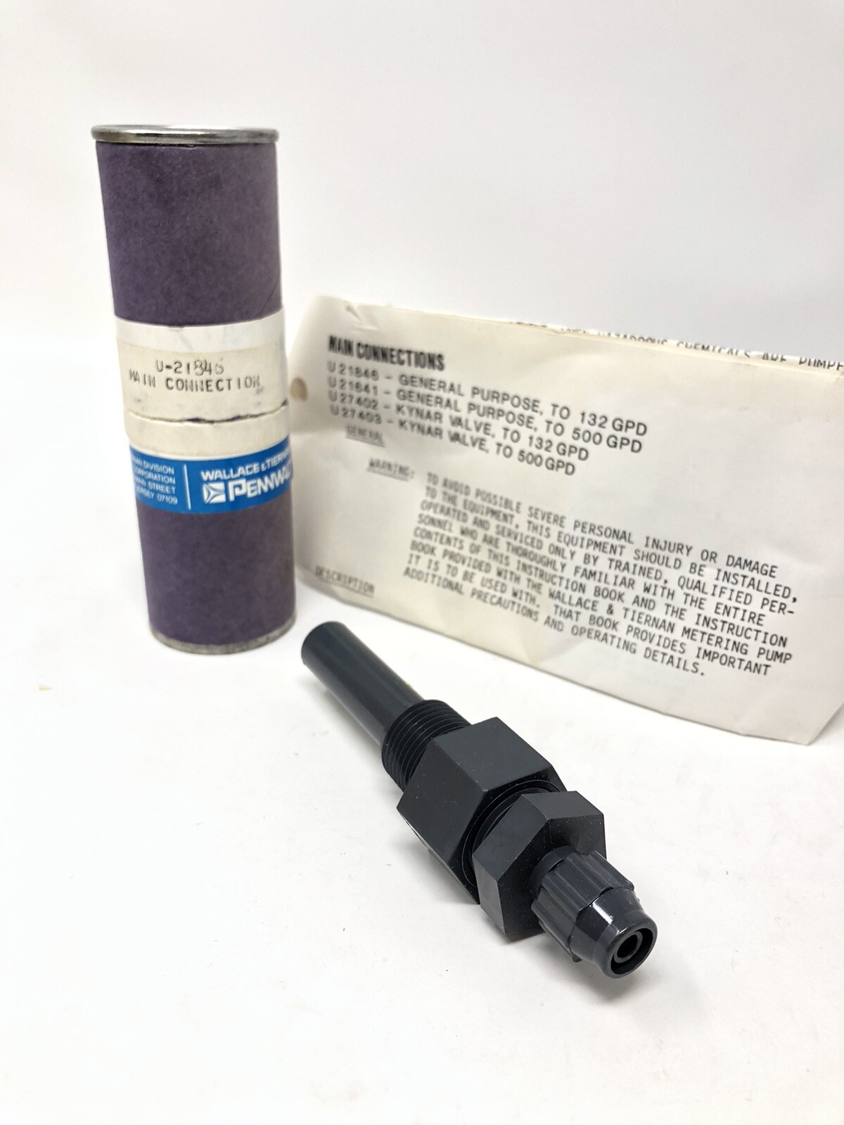 Wallace & Tiernan Kynar Valve Main Connection U-21846 U-27402 U-27403